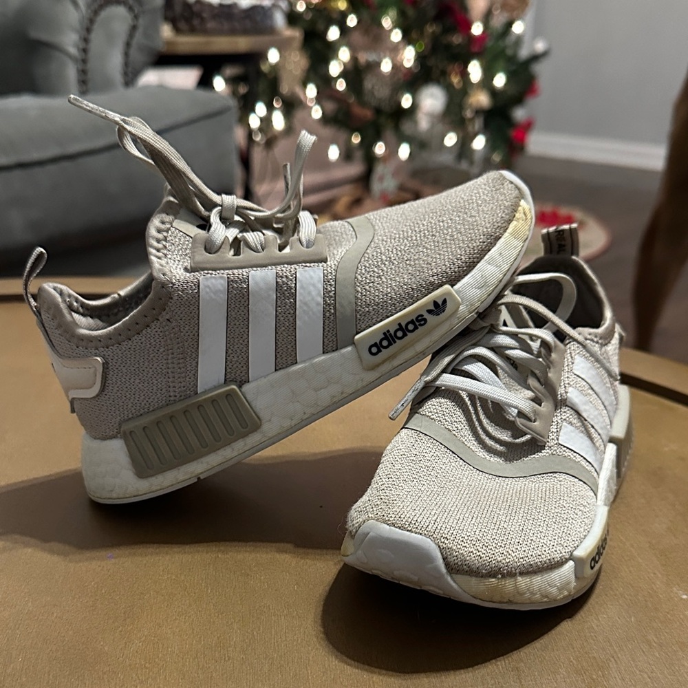 Adidas Kids Tan and White Sneakers
